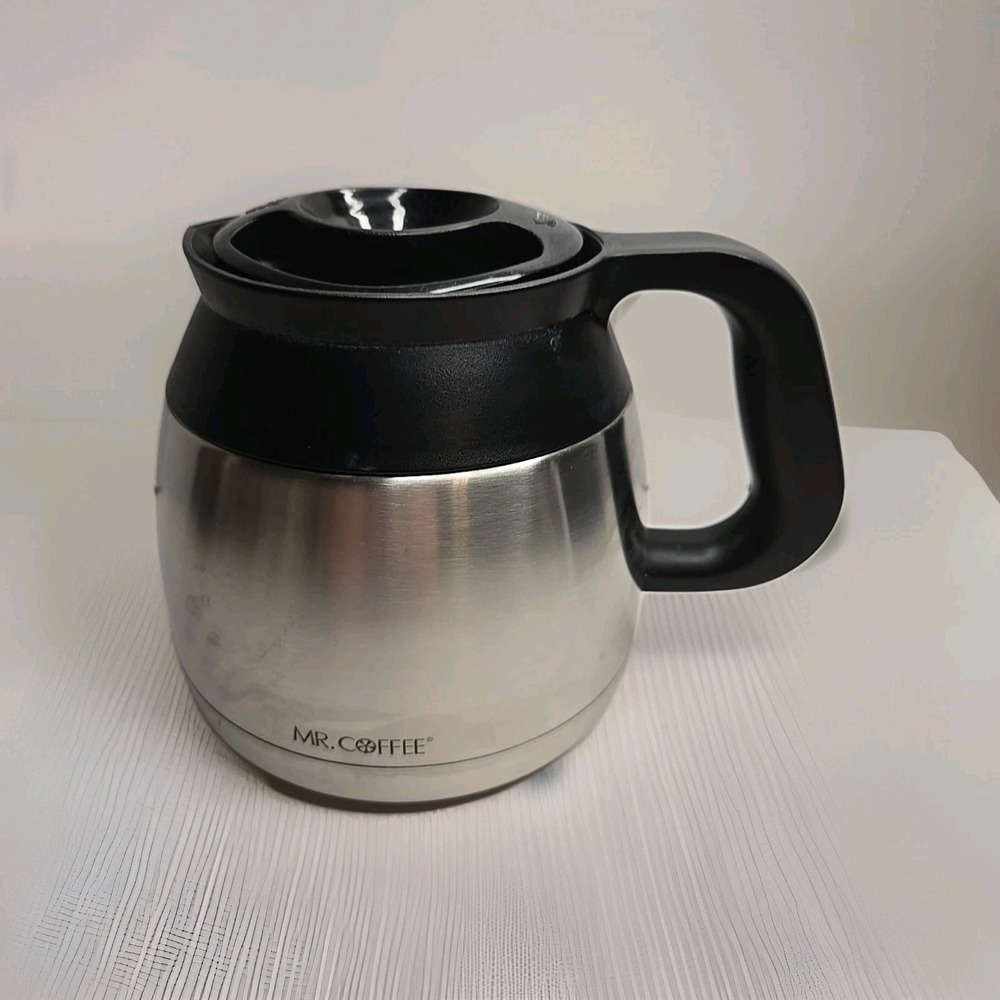 Mr Coffee Carafe Stainless Steel Thermal 8 Cup Pot Replacement Black Lid Handle